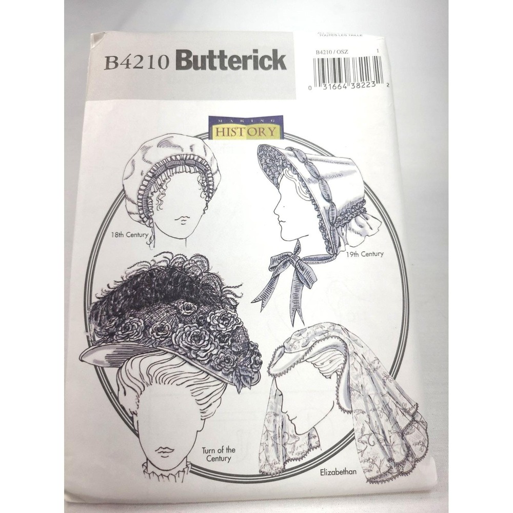 2004 Butterick Lady's Historical Hats Pattern, B4210 UNCUT